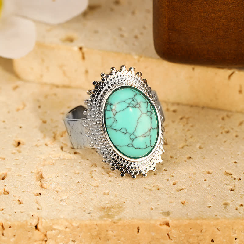 Olivenorma Large Oval Turquoise Wide Adjustable Ring