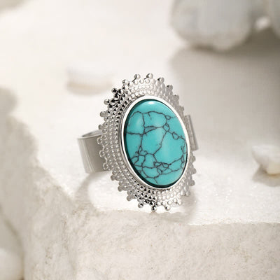 Olivenorma Large Oval Turquoise Wide Adjustable Ring