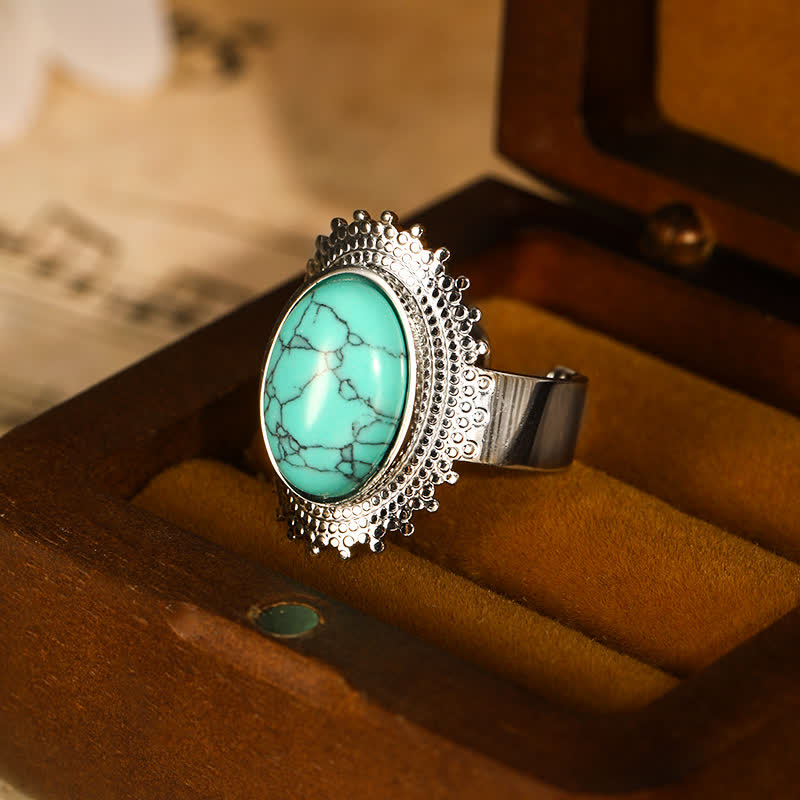 Olivenorma Large Oval Turquoise Wide Adjustable Ring