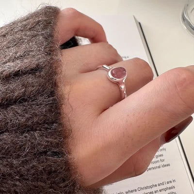 Olivenorma Oval Strawberry Quartz Adjustable Ring