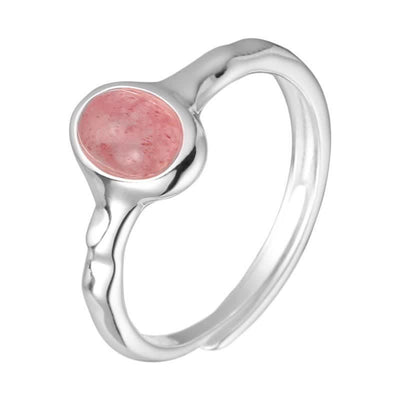 Olivenorma Oval Strawberry Quartz Adjustable Ring