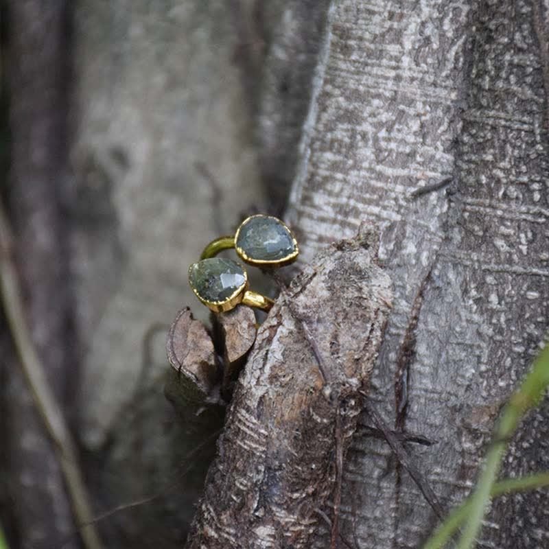 Olivenorma Natural Labradorite Surround Ring