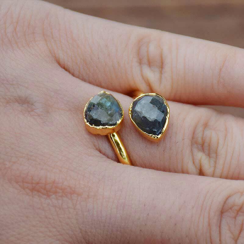 Olivenorma Natural Labradorite Surround Ring