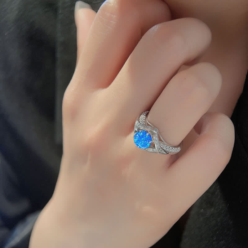 Olivenorma Natural Blue Opal Luxury Ring