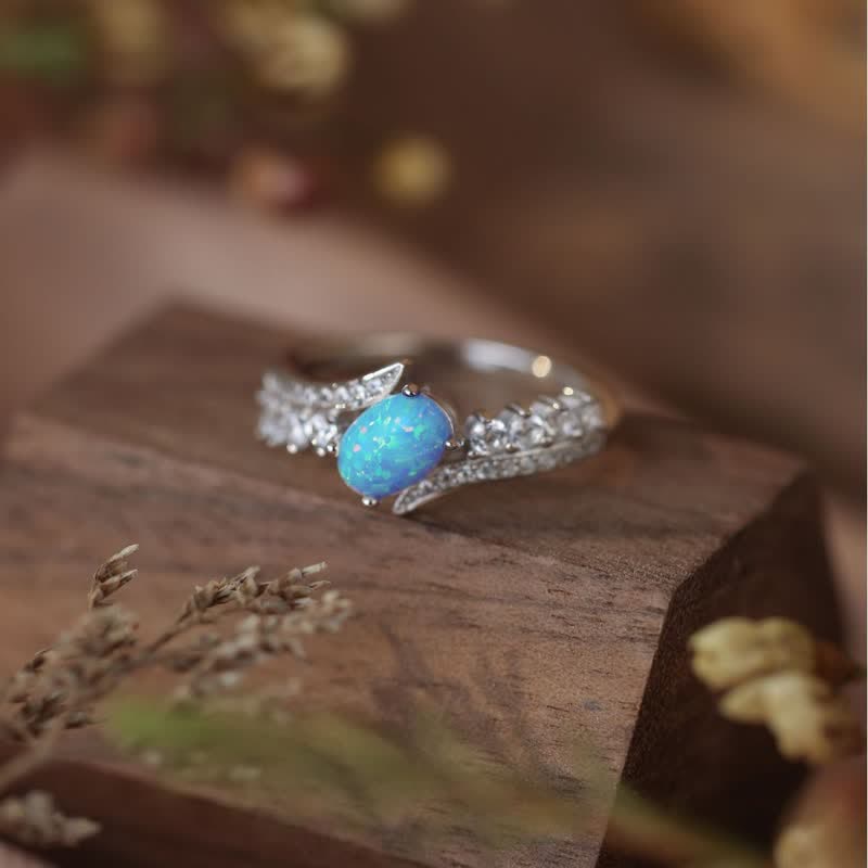 Olivenorma Natural Blue Opal Wrapped Wings Ring