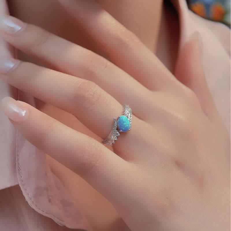 Olivenorma Natural Blue Opal Wrapped Wings Ring