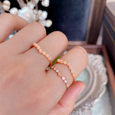 Olivenorma Natural Opal Wave Crown Double Layer Ring