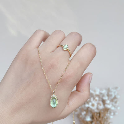 Olivenorma Natural Peridot Ring Necklace