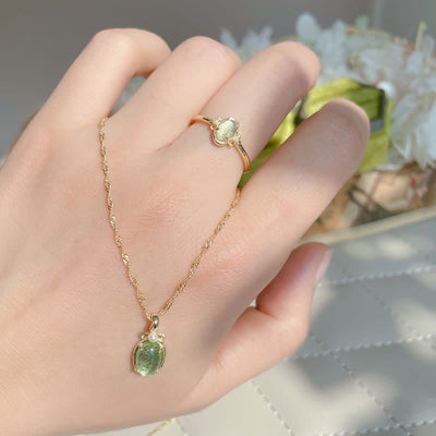 Olivenorma Natural Peridot Ring Necklace