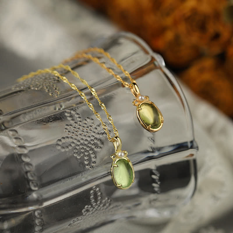 Olivenorma Natural Peridot Ring Necklace