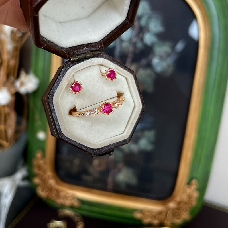 Olivenorma Delicate Garnet Ring Earrings Necklace