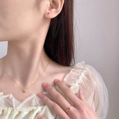 Olivenorma Delicate Garnet Ring Earrings Necklace