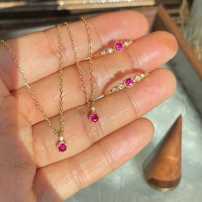 Olivenorma Delicate Garnet Ring Earrings Necklace