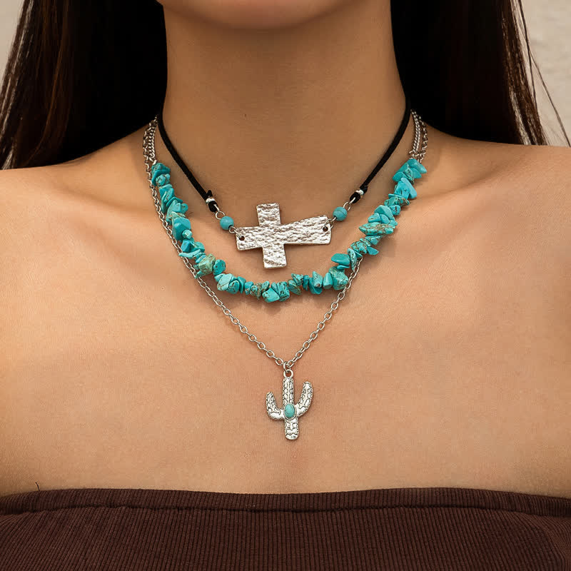 Olivenorma Turquoise Alloy Bull Head Pendant Necklace Set - Turquoise#7 - image 7