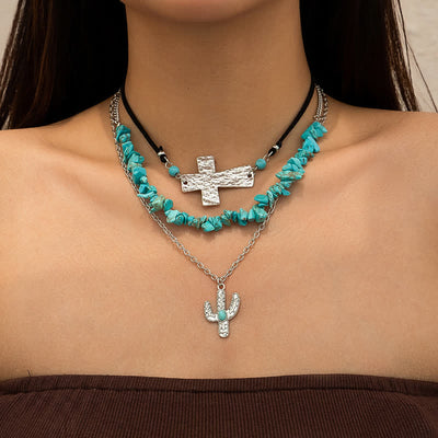 Olivenorma Turquoise Alloy Bull Head Pendant Necklace Set - Turquoise#7 - image 7
