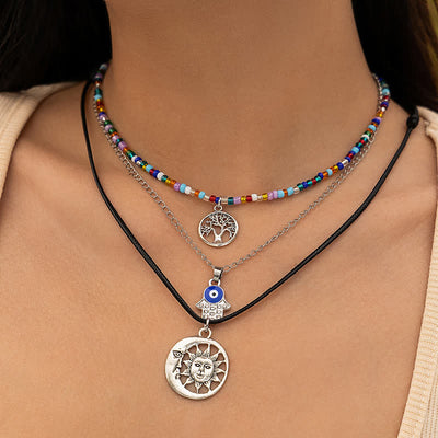 Olivenorma Turquoise Alloy Bull Head Pendant Necklace Set - Tourmaline - image 12