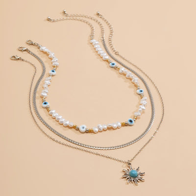 Olivenorma Turquoise Freshwater Pearl Evil Eye Necklace Set - image 7