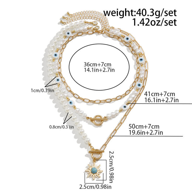 Olivenorma Turquoise Freshwater Pearl Evil Eye Necklace Set - image 23