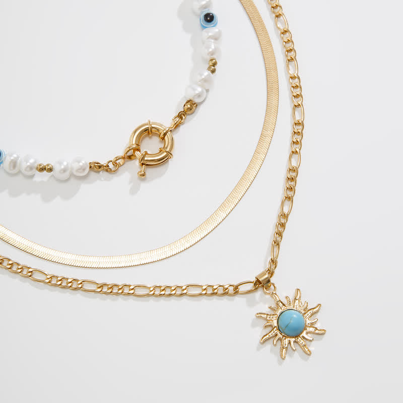 Olivenorma Turquoise Freshwater Pearl Evil Eye Necklace Set - image 12