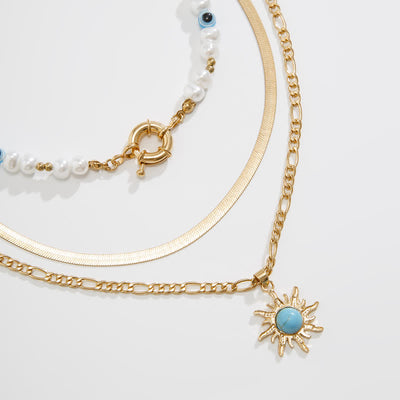 Olivenorma Turquoise Freshwater Pearl Evil Eye Necklace Set - image 12