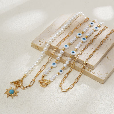 Olivenorma Turquoise Freshwater Pearl Evil Eye Necklace Set - image 22