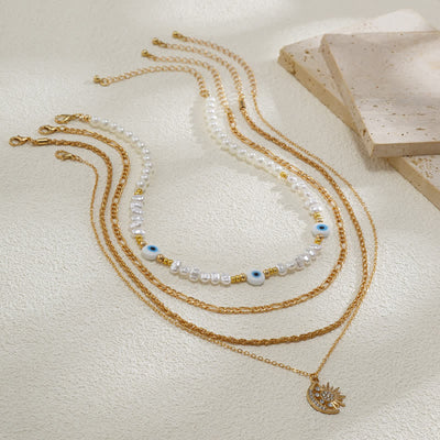 Olivenorma Turquoise Freshwater Pearl Evil Eye Necklace Set - image 42