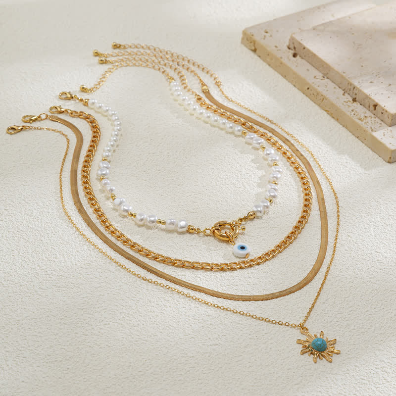 Olivenorma Turquoise Freshwater Pearl Evil Eye Necklace Set - image 30