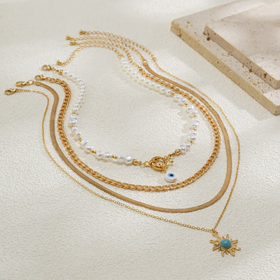 Olivenorma Turquoise Freshwater Pearl Evil Eye Necklace Set - image 30
