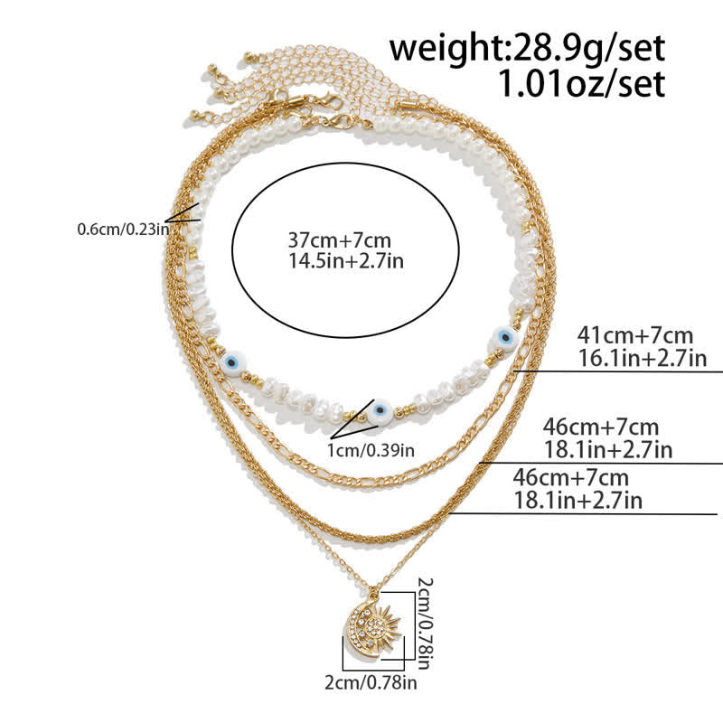 Olivenorma Turquoise Freshwater Pearl Evil Eye Necklace Set - image 34