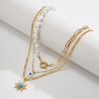 Olivenorma Turquoise Freshwater Pearl Evil Eye Necklace Set - image 46