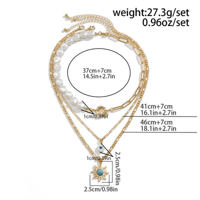Olivenorma Turquoise Freshwater Pearl Evil Eye Necklace Set - image 37