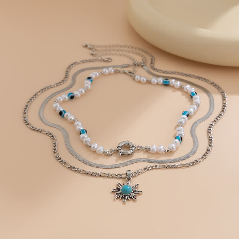 Olivenorma Turquoise Freshwater Pearl Evil Eye Necklace Set - image 47