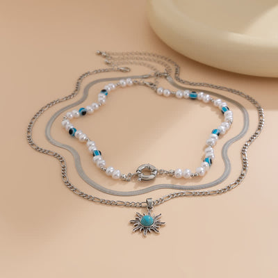Olivenorma Turquoise Freshwater Pearl Evil Eye Necklace Set - image 47