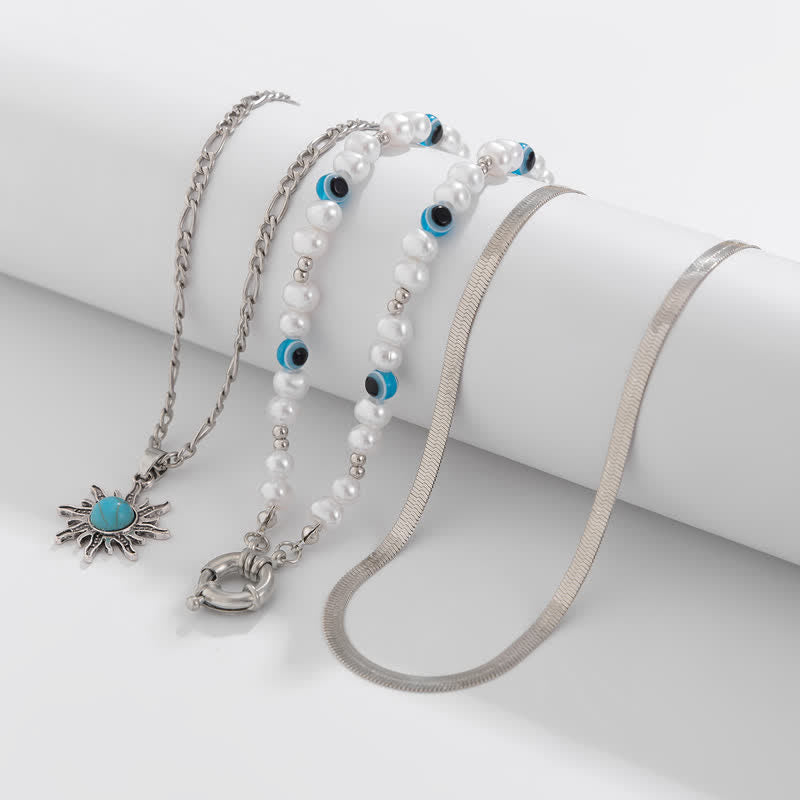 Olivenorma Turquoise Freshwater Pearl Evil Eye Necklace Set - image 45