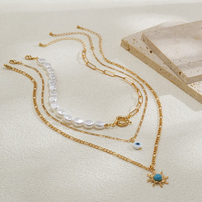 Olivenorma Turquoise Freshwater Pearl Evil Eye Necklace Set - image 51