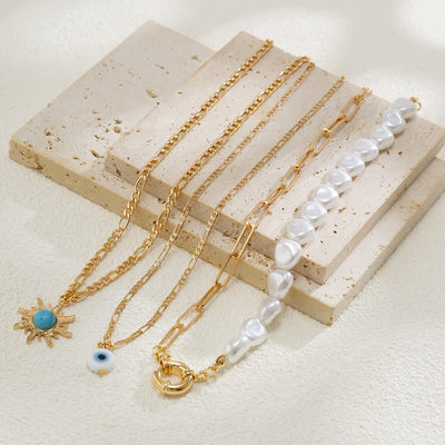 Olivenorma Turquoise Freshwater Pearl Evil Eye Necklace Set - image 50