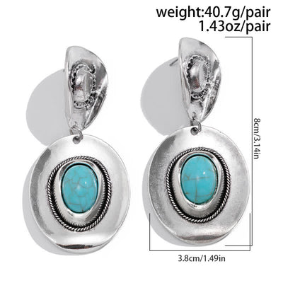 Olivenorma Natural Turquoise Exaggerated Pendant Earrings Necklace