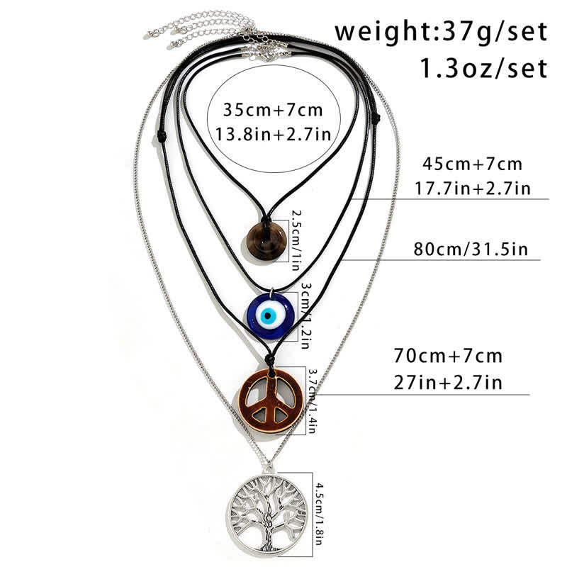 Olivenorma Chakra Tree Of Life Evil Eye Pendant Necklace Set