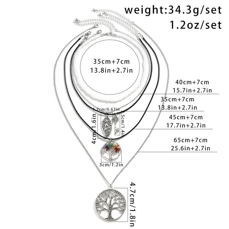 Olivenorma Chakra Tree Of Life Evil Eye Pendant Necklace Set