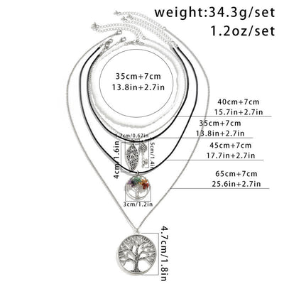 Olivenorma Chakra Tree Of Life Evil Eye Pendant Necklace Set