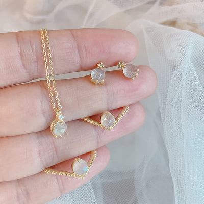 Olivenorma Natural Moonstone Jewelry Set