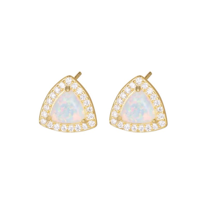 Olivenorma 925 Silver Triangle Shape Opal Earrings