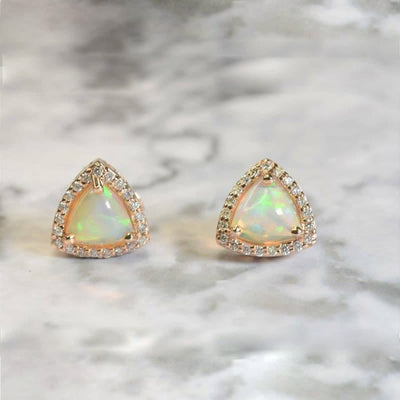 Olivenorma 925 Silver Triangle Shape Opal Earrings