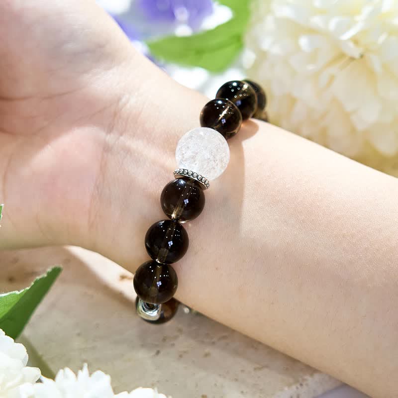 Olivenorma Clear Crystal Citrine Smoky Quartz Beaded Bracelet