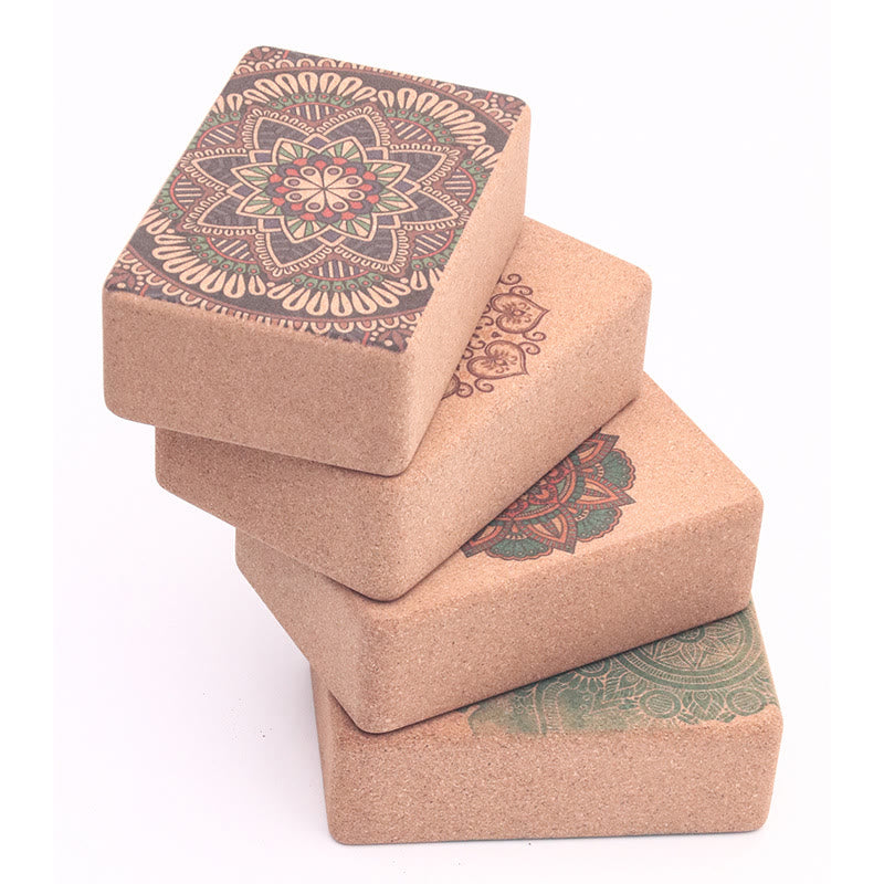 Olivenorma Soft Non-Slip Premium Mandala Cork Yoga Block