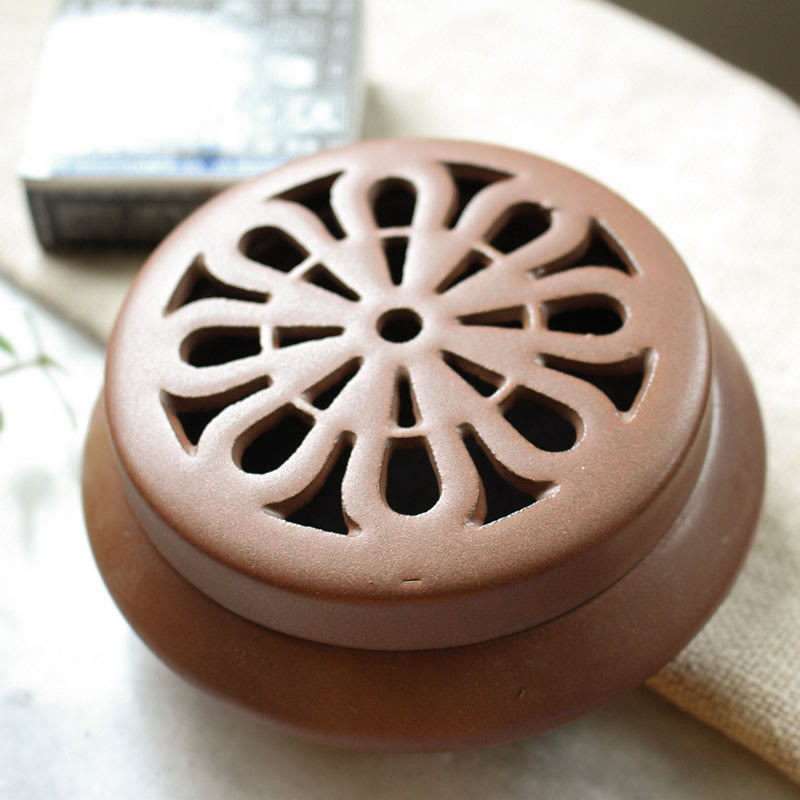 Olivenorma Ceramic Round Incense Burning Crystal Cleansing Bowl