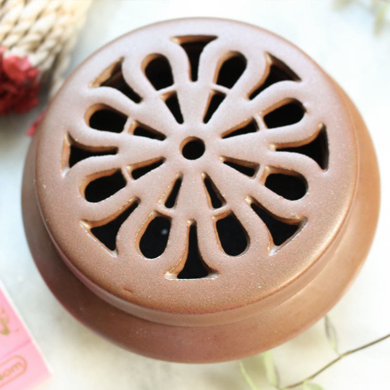 Olivenorma Ceramic Round Incense Burning Crystal Cleansing Bowl