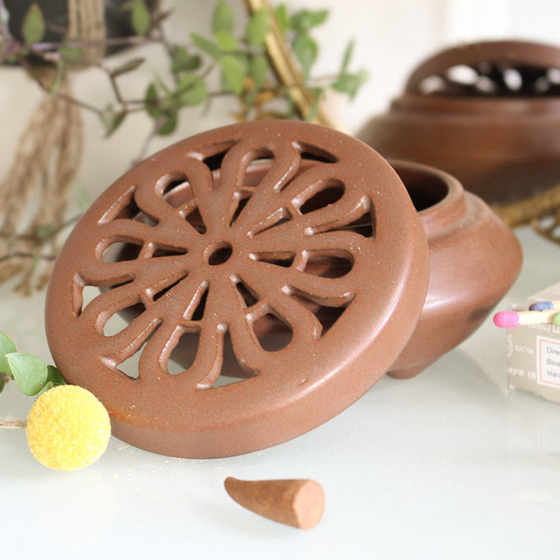Olivenorma Ceramic Round Incense Burning Crystal Cleansing Bowl