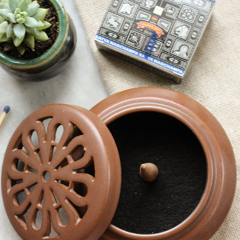 Olivenorma Ceramic Round Incense Burning Crystal Cleansing Bowl