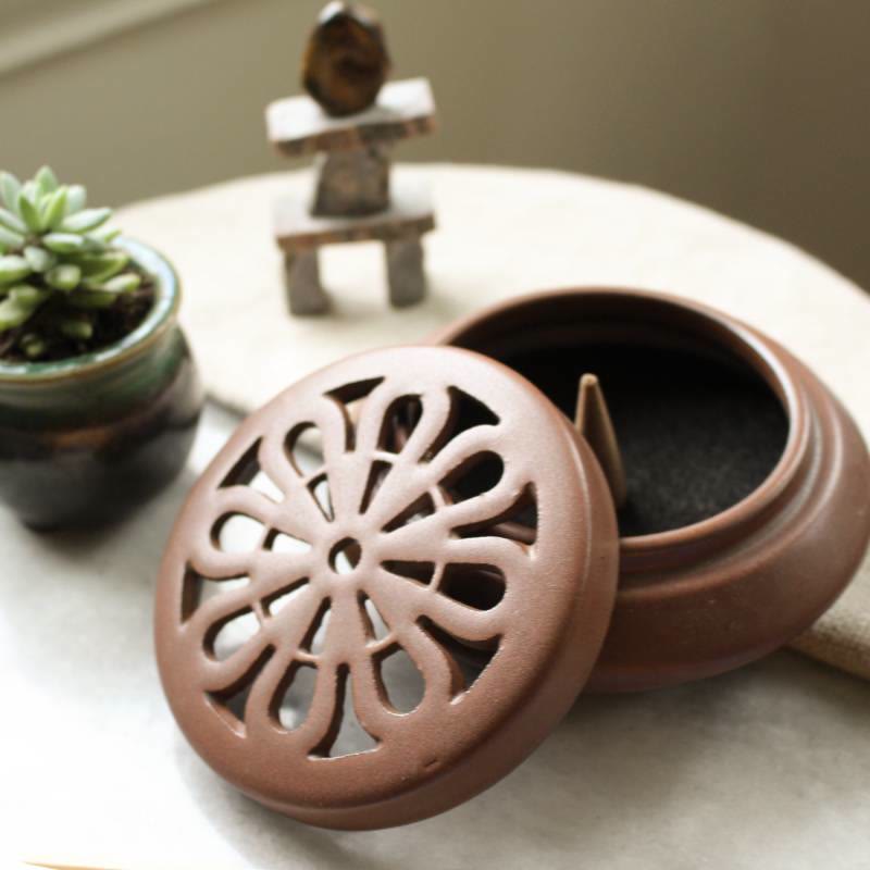 Olivenorma Ceramic Round Incense Burning Crystal Cleansing Bowl